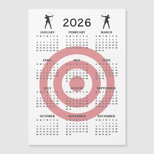 Archery Design 2026 Calendar Magnetic Card (Front)
