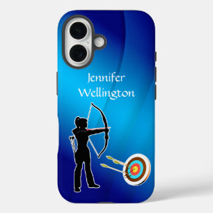 Archery Female Archer Silhouette and Target iPhone 16 Case