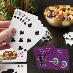 Archery Female Archer Silhouette and Target  Playing Cards