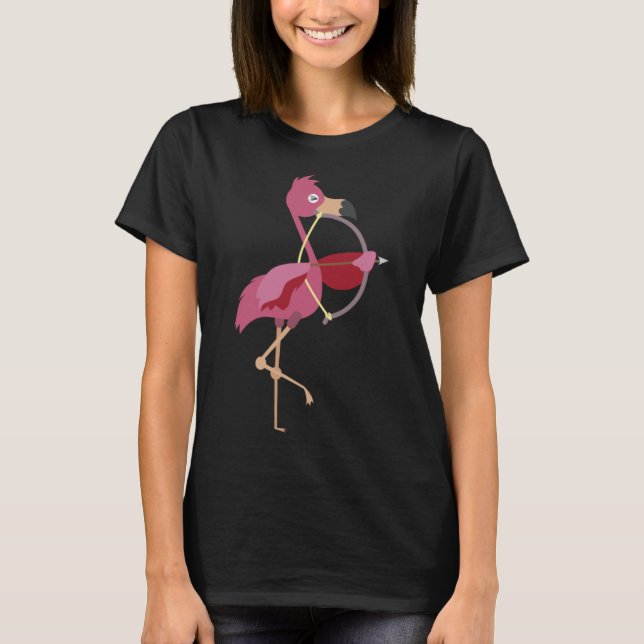 Archery Flamingo Bow and Arrows  Archer Animals T-Shirt (Front)