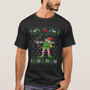 Archery Girl Elf Female Archer Ugly Christmas Bow T-Shirt