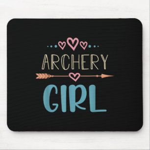 Archery Girl Female Archer Quote Cute Hearts Arrow Mouse Mat