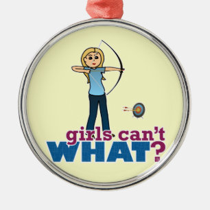 Archery Girl in Blue - Blonde Metal Tree Decoration