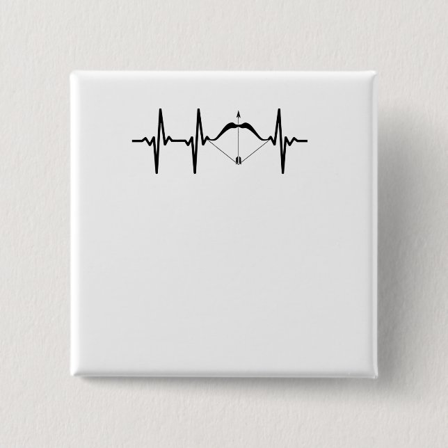 Archery Heartbeat Bow and Arrow Archer 15 Cm Square Badge (Front)