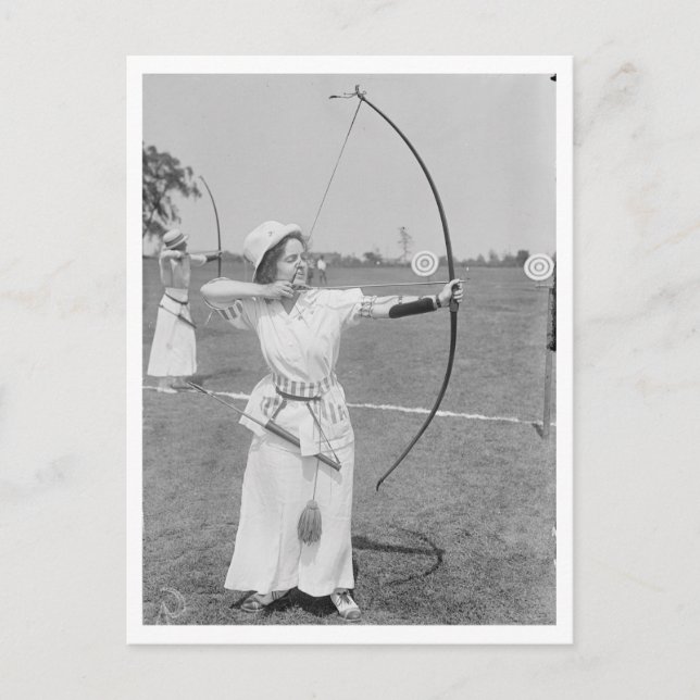 Archery History Woman Archer 1915 Photo Postcard (Front)