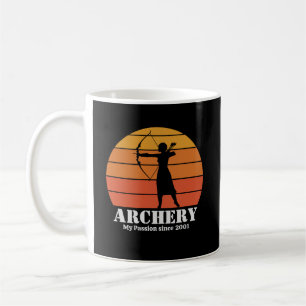 Archery Hobby Retro Sunset Personalise Coffee Mug