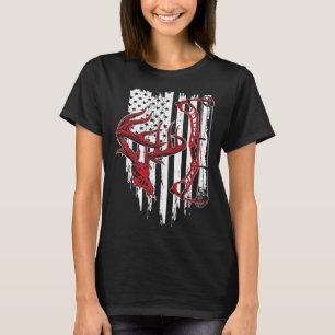 Archery Hunt Vintage American Flag Bow Hunting T-Shirt