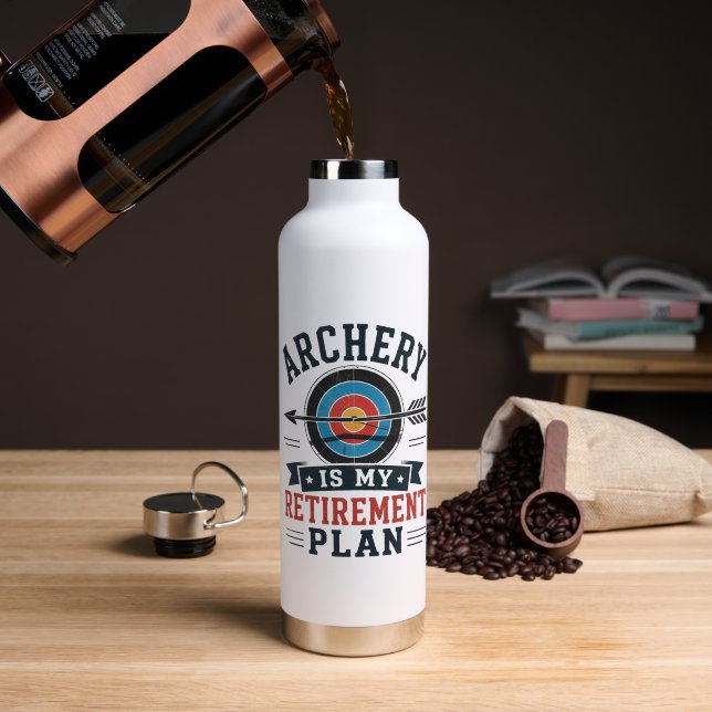 Archery Is My Retirement Plan Archer Water Bottle (Coffee (Rotated))
