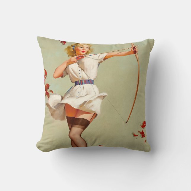Archery Pin-Up Girl Cushion (Front)
