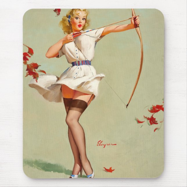 Archery Pin-Up Girl Mouse Mat (Front)