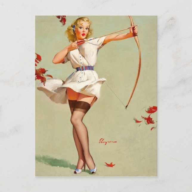 Archery Pin-Up Girl Postcard (Front)