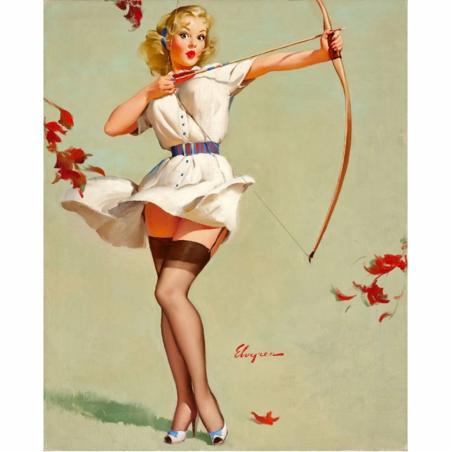 Archery Pin-Up Girl Standing Photo Sculpture (Front)