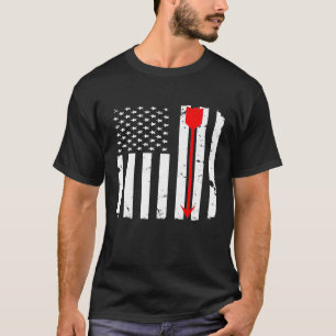 Archery Red Arrow Bow Distressed American Flag T-Shirt