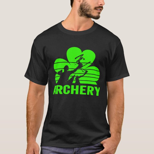 Archery Shamrock  St Patricks Day T-Shirt (Front)