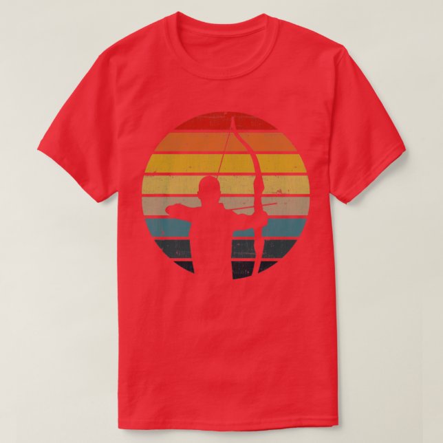 Archery Silhouette On A Distressed Retro Sunset pr T-Shirt (Design Front)