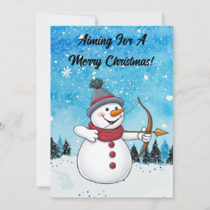 Archery Snowman Christmas Card