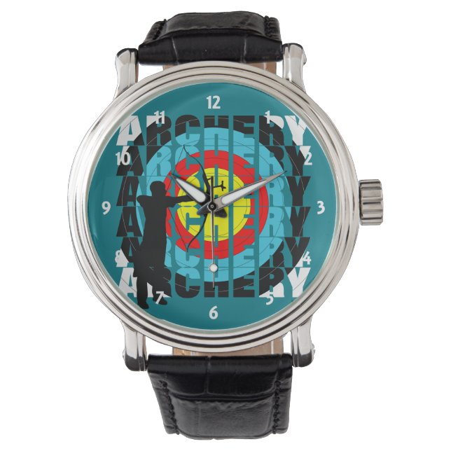 Archery Sport Cool Typography Archers Graphic Watch (Front)