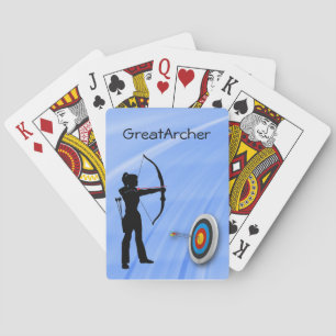 Archery Sport female archer and target Personalise Playing Cards