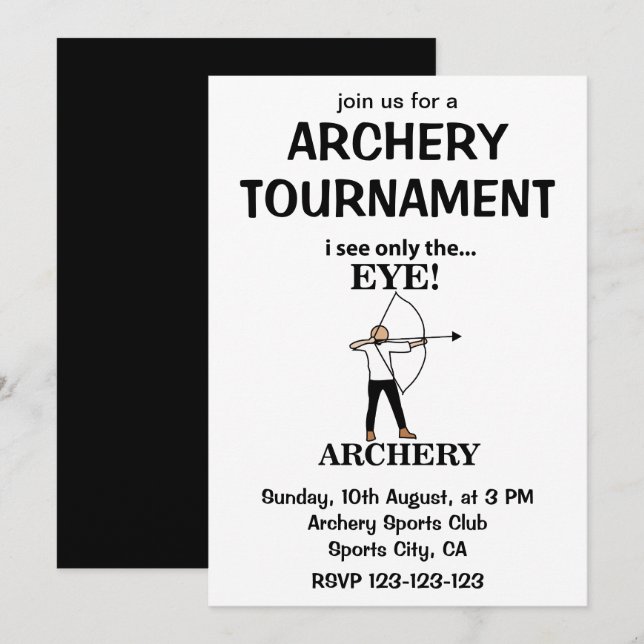 Archery Sports Bow Arrow Archery Invitation (Front/Back)
