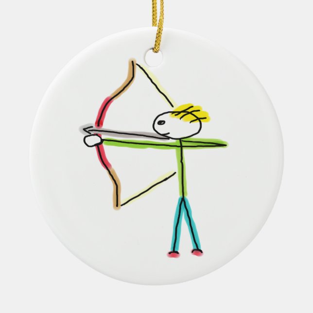 Archery Stickman Ceramic Tree Decoration (Front)