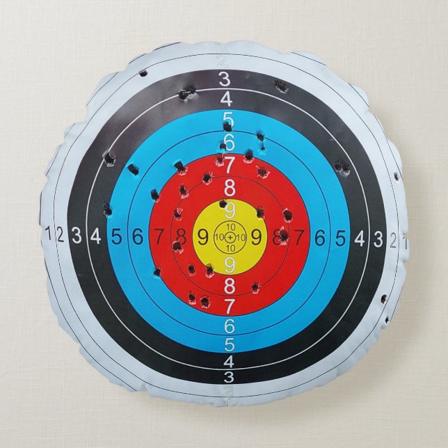 Archery Target Double Sided Round Throw Pillow (Front)