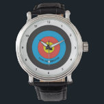 Archery Target Personalised Watch<br><div class="desc">Celebrate your love of archery with this bullseye target themed watch which can be personalises with ANY name or team!</div>