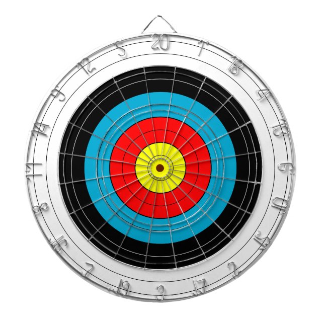 Archery Target Practice Face Yellow Red Blue B&W Dartboard (Front)