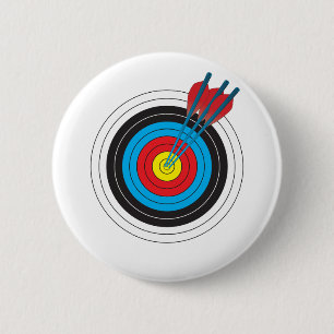 Archery Target with Arrows 6 Cm Round Badge