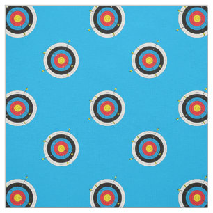 Archery Targets and Arrows Pattern on Blue Fabric