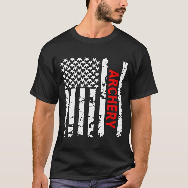 Archery Usa Flag For Americans T-Shirt (Front)