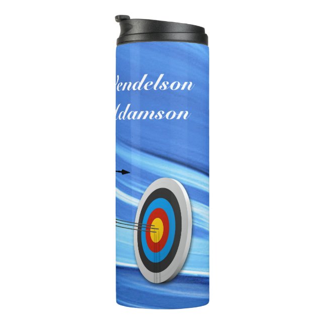 Archery with Archer and Target Elegant background Thermal Tumbler (Rotated Right)