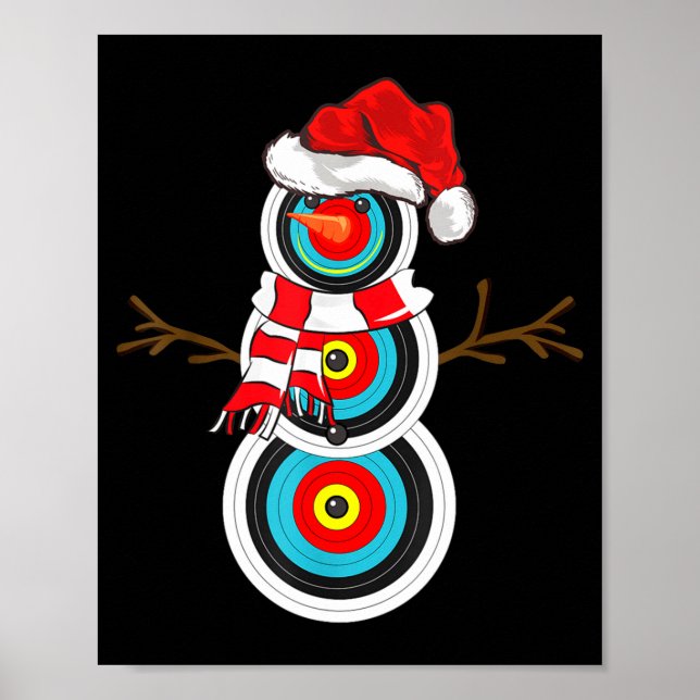 Archery Xmas Gift Santa Hat Snowman Archery Christ Poster (Front)