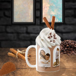 Arches 4 Photo Cinnamon Couple   Names Coffee Mug<br><div class="desc">This couple's design features four arched photos with intertwined white and blush pink on cinnamon frames background.  Room has been designed below for the couple's names in script text.</div>