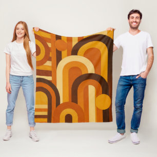 Arches and Sunspots Retro MCM Geometric Design Fleece Blanket