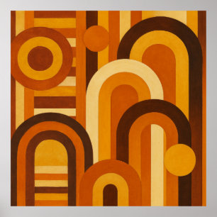 Arches and Sunspots Retro MCM Geometric Design Poster