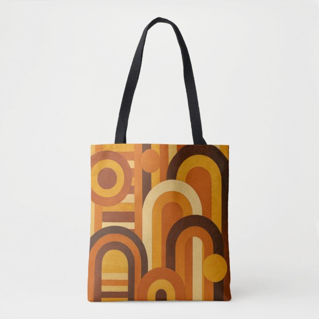 Arches and Sunspots Retro MCM Geometric Design Tote Bag (Front)