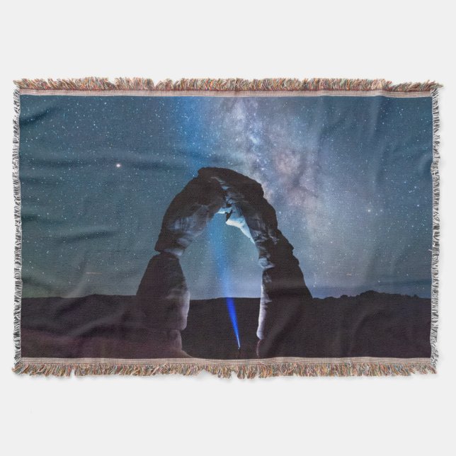 Arches National Park at night MOAB Throw Blanket (Front)