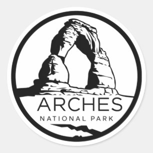 Arches National Park Black Emblem Classic Round Sticker