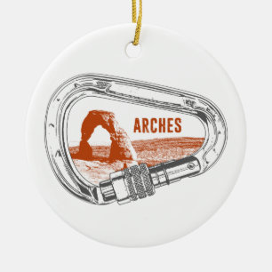Arches National Park Climbing Carabiner Ceramic Tree Decoration