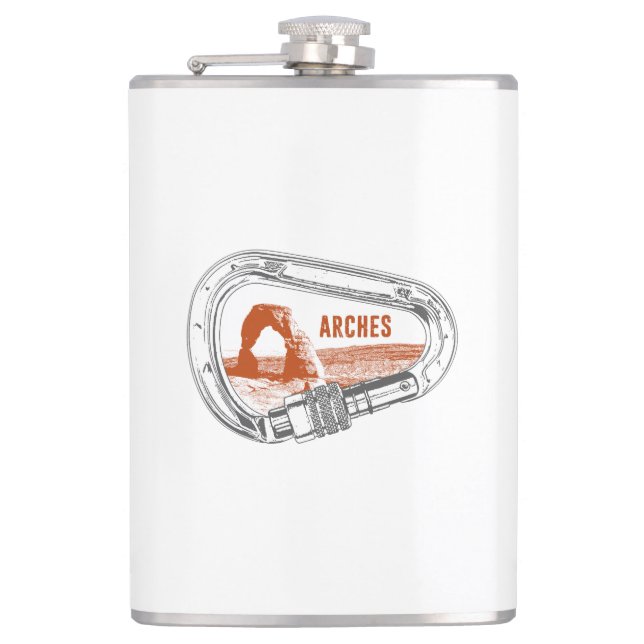 Arches National Park Climbing Carabiner Hip Flask (Front)