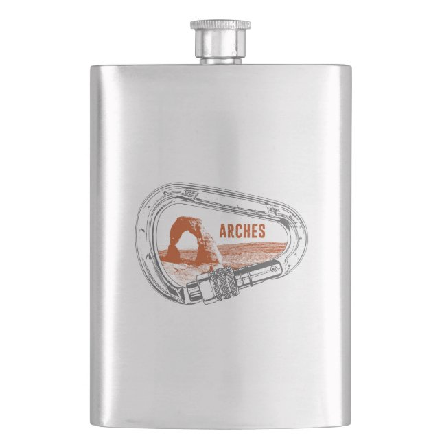 Arches National Park Climbing Carabiner Hip Flask (Front)