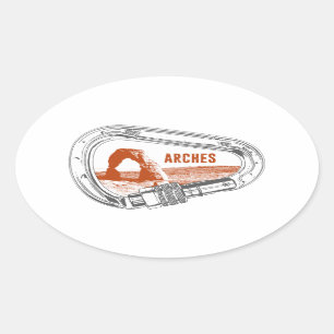 Arches National Park Climbing Carabiner Oval Sticker