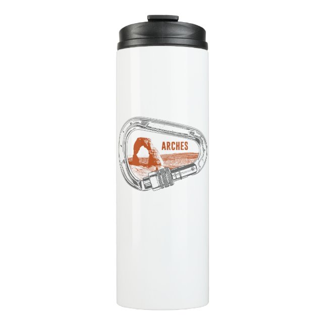 Arches National Park Climbing Carabiner Thermal Tumbler (Front)