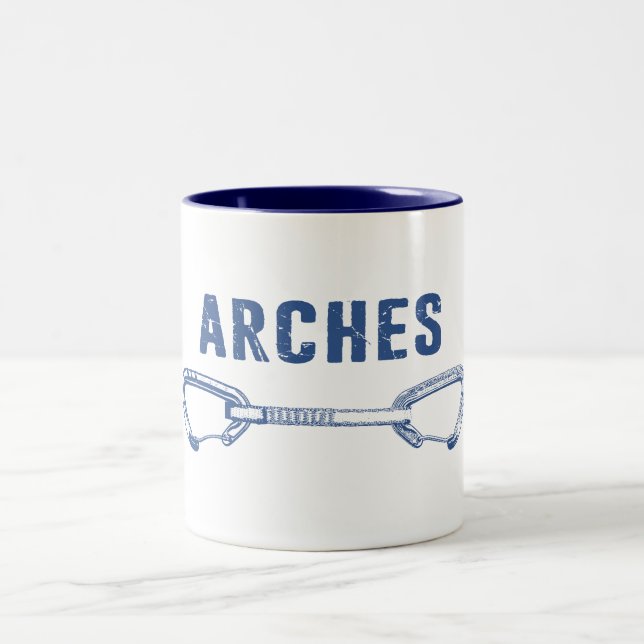 Arches National Park Climbing Quickdraw Two-Tone Coffee Mug (Center)