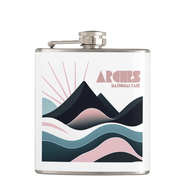 Arches National Park Coloured Hills Hip Flask (Front)