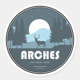 Arches National Park Deer Classic Round Sticker