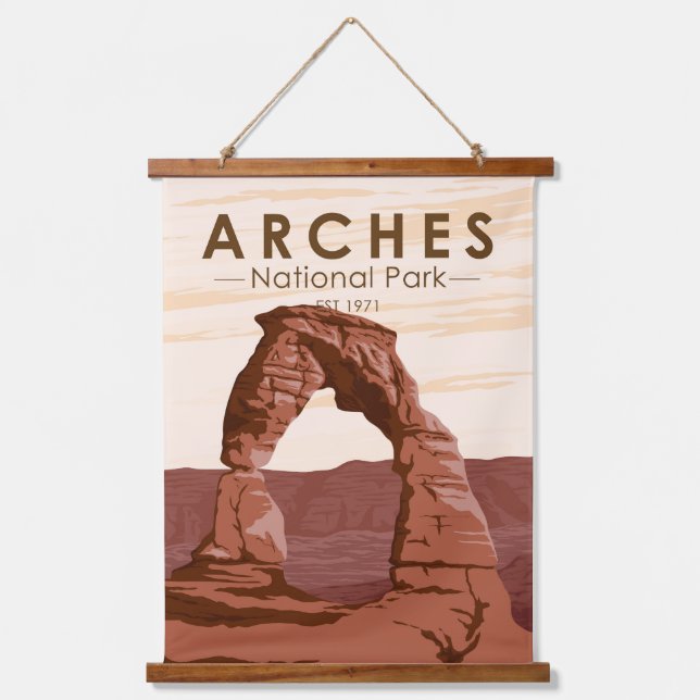 Arches National Park Delicate Arch Vintage Hanging Tapestry (Front)