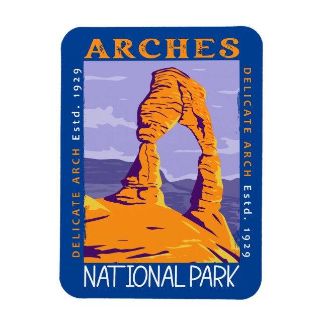 Arches National Park Delicate Arch Vintage  Magnet (Vertical)