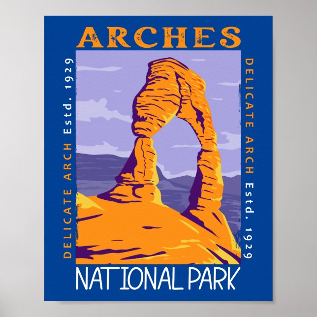 Arches National Park Delicate Arch Vintage  Poster (Front)