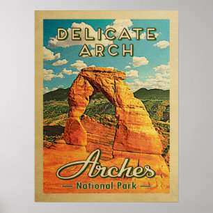 Arches National Park  - Delicate Arch Vintage Trav Poster